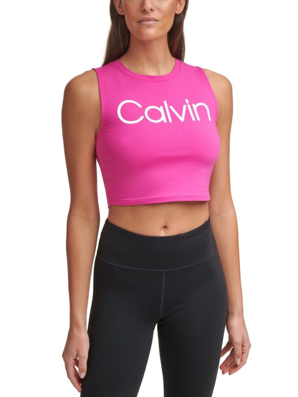 Calvin Klein Womens Performance Cropped Logo Top